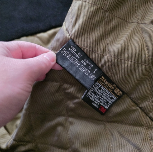 Wilsons Leather Thinsulate Genuine Leather Jacket Zip Button Mens L Blck Biker - Picture 8 of 12